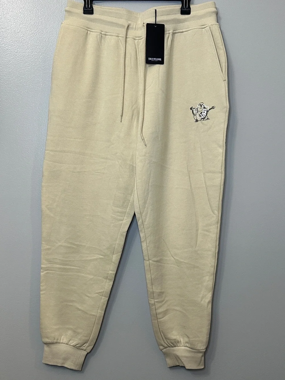 True Religion Buddha HS Jogger Sweatpants Fog Cream Off-White Men’s Large $109